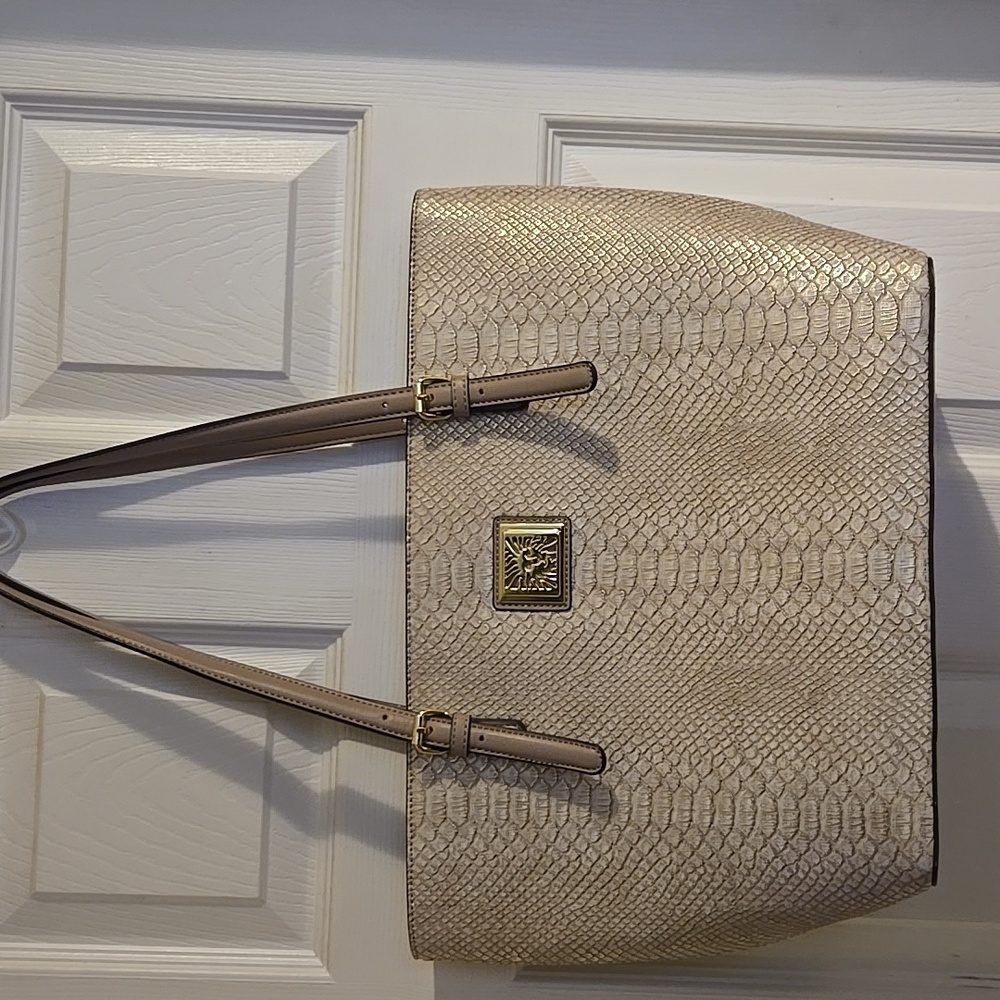 Anne Klein snake skin tote bag